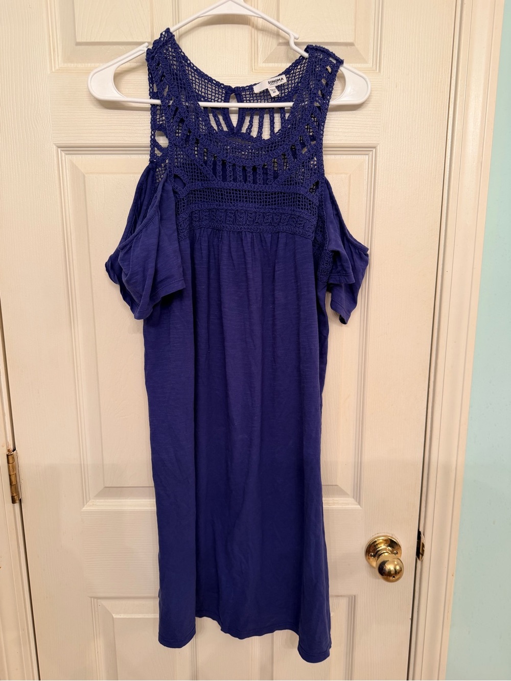 Sonoma Crochet Yoke Cold-Shoulder Dress in Royal Blue